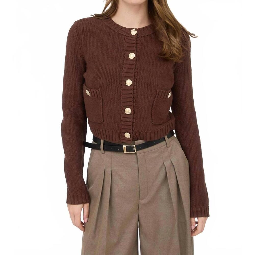 NEW THE WORKSHOP STUDIO lilly cardigan in chocolate